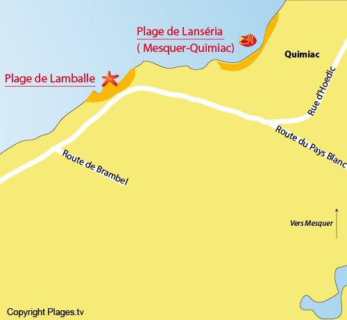 Carte de la plage de Lamballe à Piriac sur Mer