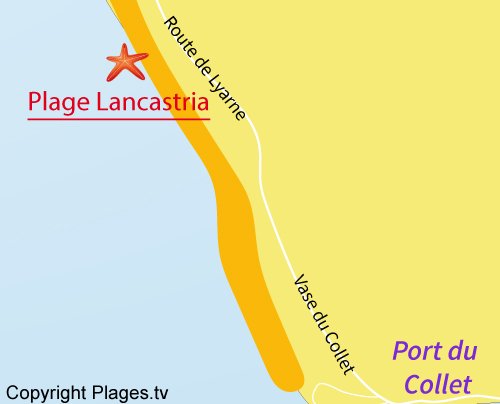 Carte de la plage de Lancastria à Les Moutiers en Retz