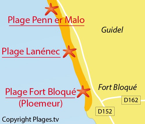 Map of Lanenec Beach in Guidel