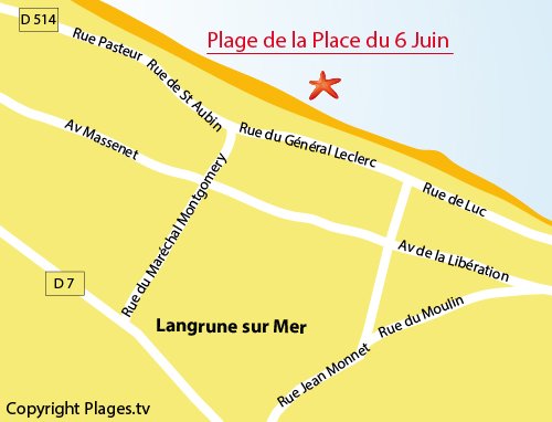 Carte de la plage de Langrune sur Mer