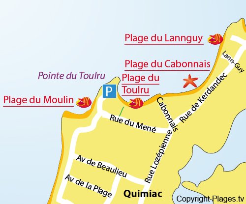 Carte de la plage de Lannguy à Quimiac