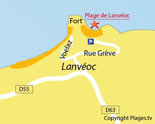 Plan de la plage de Lanvéoc