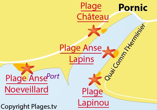 Carte de la plage du Lapinou à Pornic
