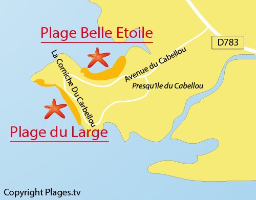 Carte de la plage du Large à Concarneau