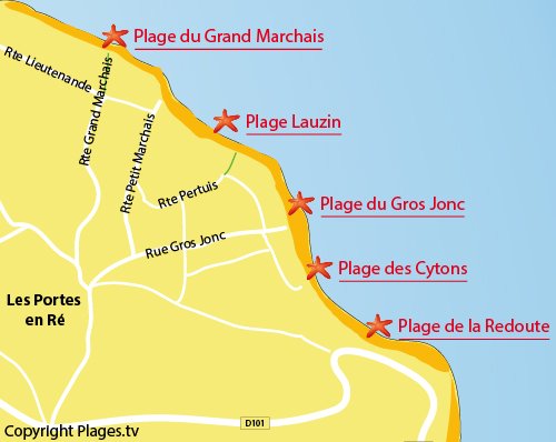 Carte de la plage du Lauzin sur l'ile de Ré