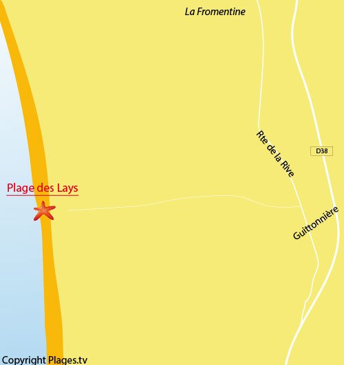 Carte de la plage des Lays - La Barre de Monts