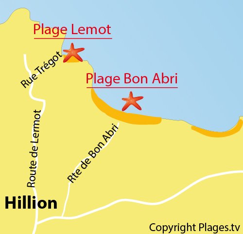 Carte de la plage de Lermot à Hillion