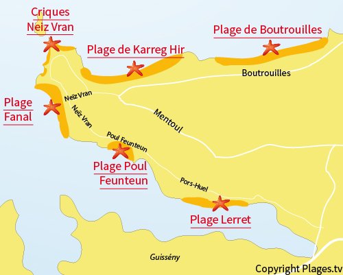 Karte des Strandes Lerret in Kerlouan