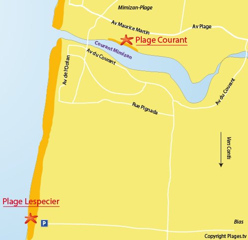 Plan de la plage de Lespecier à Mimizan