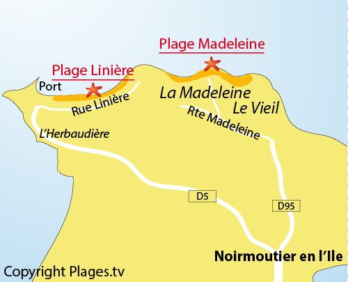 Mappa della Spiaggia Linière a Noirmoutier