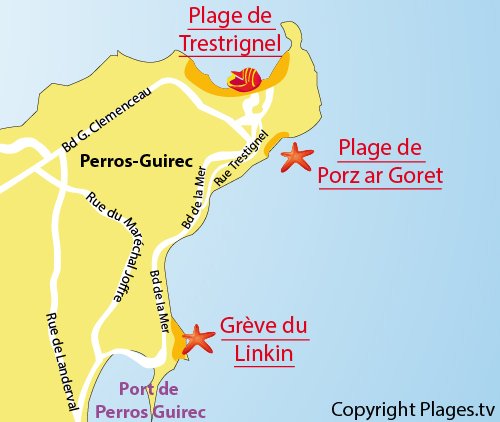 map of the Linkin Beach in Perros Guirec