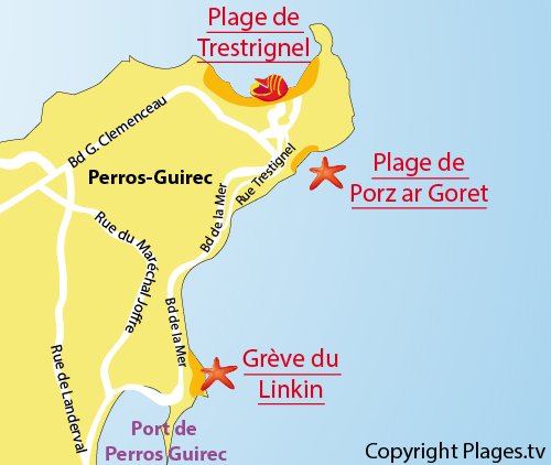 Plan de la plage du Linkin à Perros Guirec