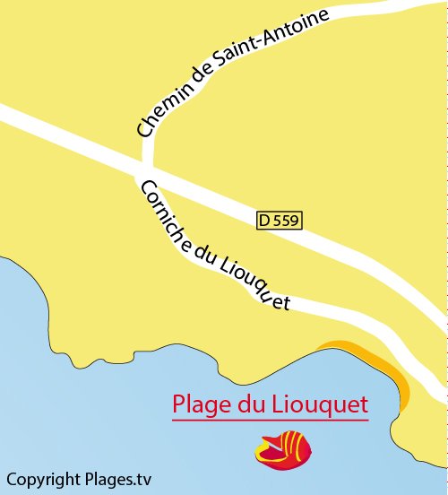 Map of the Liouquet Beach in La Ciotat