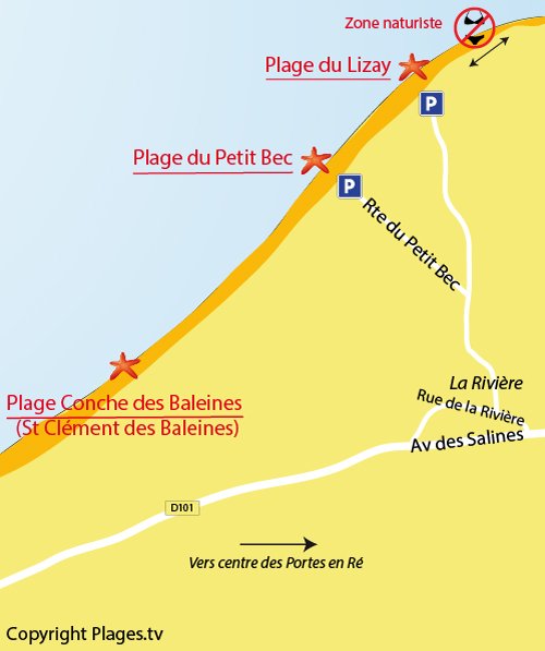 Carte de la plage du Lizay aux Portes en Ré