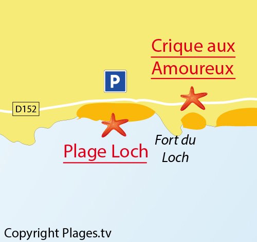 Carte de la plage du Loch à Guidel