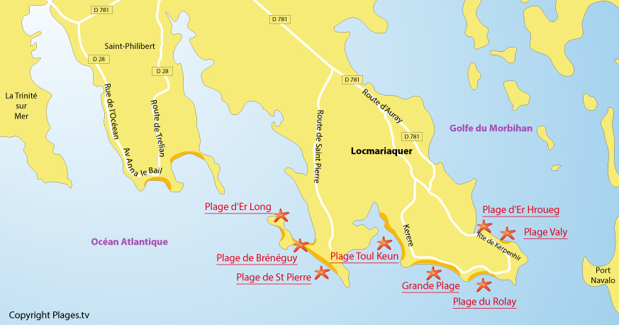 Carte des plages de Locmariaquer