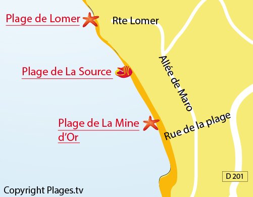 Carte de la plage de Lomer - Pénestin