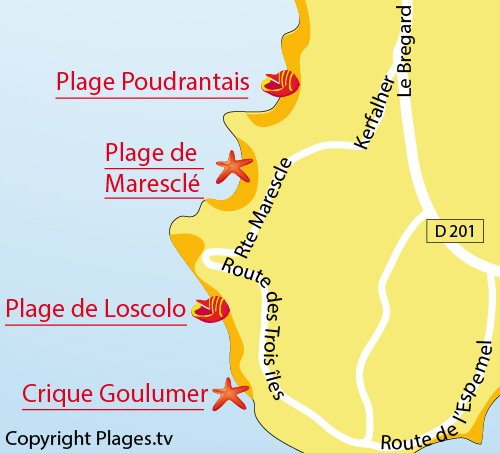 Map of Loscolo Beach in Pénestin