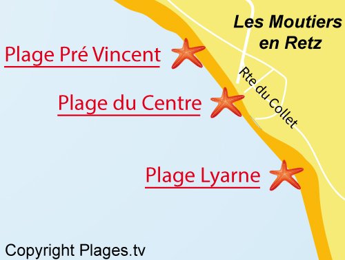 Carte de la plage de Lyarne des Moutiers en Retz