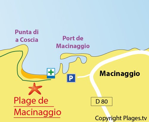 Mappa della Spiaggia di Macinaggio in Capo Corso