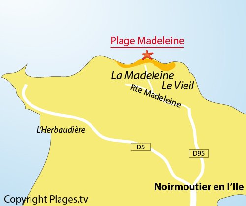 Map of the Madeleine Beach in Noirmoutier