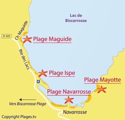 Carte de la plage Maguide à Biscarrosse