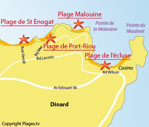 Carte de la plage de la Malouine à Dinard