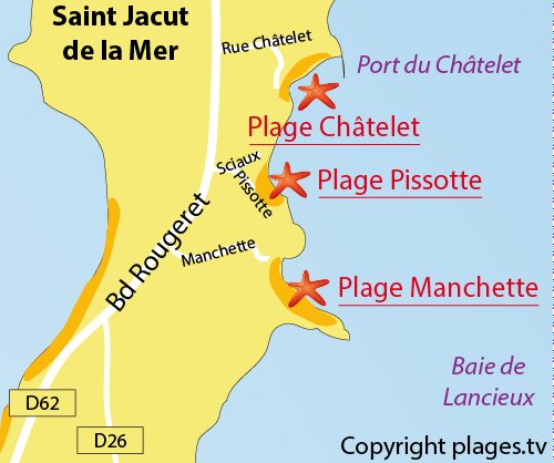 Carte de la plage de la Manchette à St Jacut de la Mer