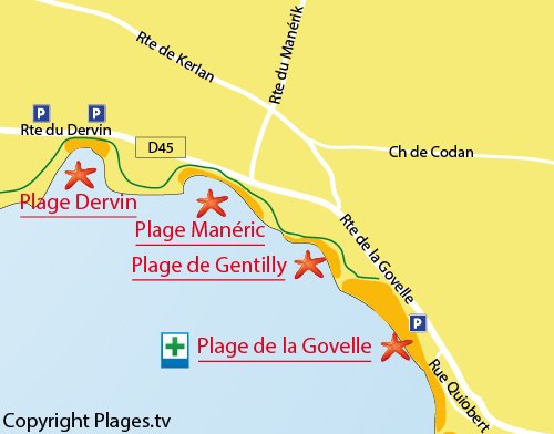 Plan de la plage de Manéric à Batz sur Mer