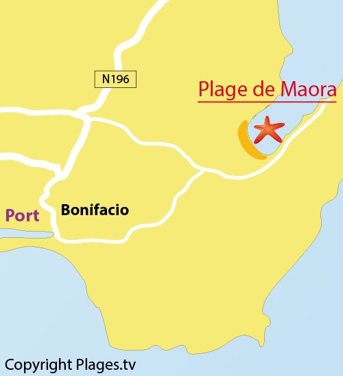 Map of Maora Beach in Bonifacio