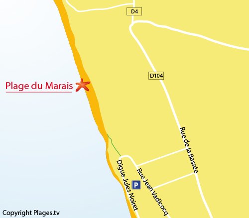 Map of Marais Beach in Le Crotoy