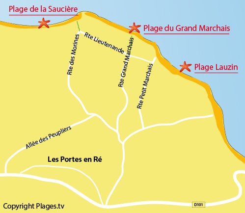 Carte de la plage du Marchais aux Portes en Ré