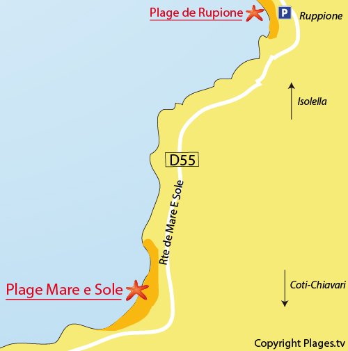 Carte de la plage de Mare e Sole à Pietrosella