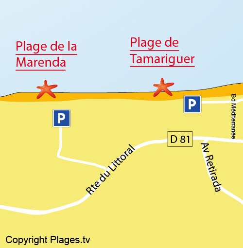 Carte de la plage Marenda à Argelès 66