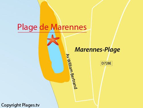 Map of Marennes beach in France