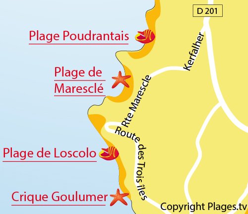 Carte de la plage de Maresclé - Pénestin