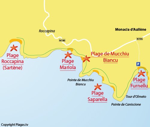 Map of Mariola Beach in Corsica