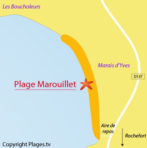 Map of Marouillet Beach in Yves