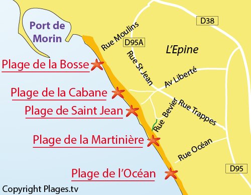 Mappa della Spiaggia della Martinière a Noirmoutier