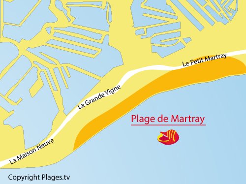 Map of Martray Beach in Ars en Ré