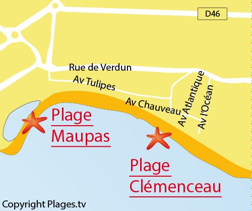 Map of Maupas Beach in La Tranche