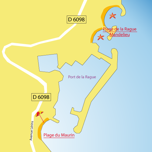 Map of Maurin Beach in Théoule sur Mer