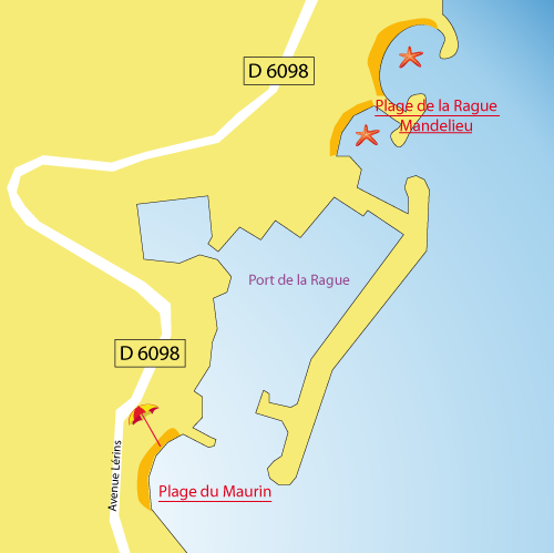 Mappa Spiaggia del Maurin di Théoule sur Mer - Francia