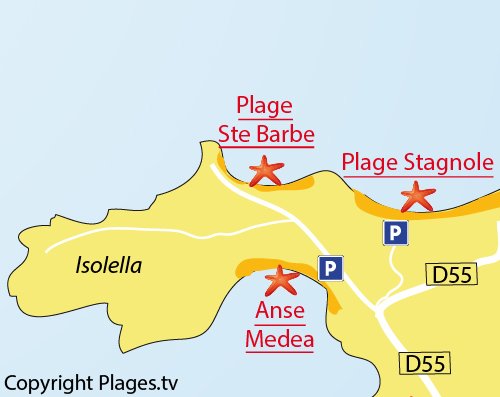 Map of Cala Medea in Isolella - Pietrosella