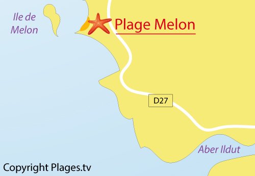 Carte de la plage du Melon à Porspoder - Bretagne