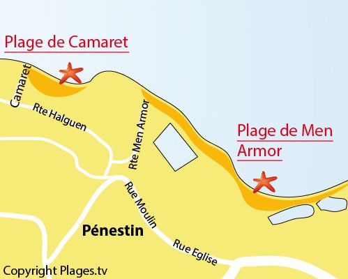 Carte de la plage de Men Armor - Pénestin