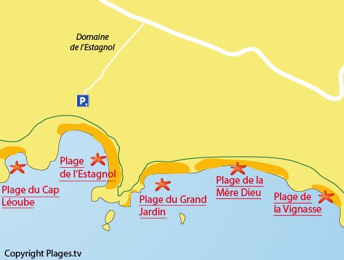 Mappa della Spiaggia della Mère Dieu di Bormes les Mimosas