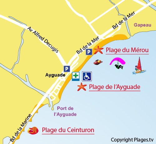 Map of Mérou Beach in Hyères