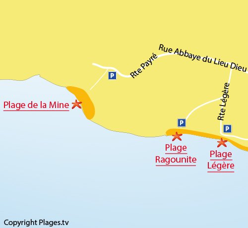 Carte de la plage de la Mine à Jard sur Mer