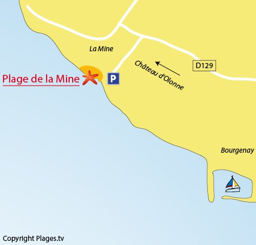 Plan de la plage de la Mine à Talmont St Hilaire